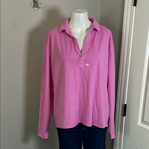 Frank and Eileen PATRICK Popover Henley Shirt Pink Lemonade HERITAGE JERSEY LNEW - Picture 2 of 9